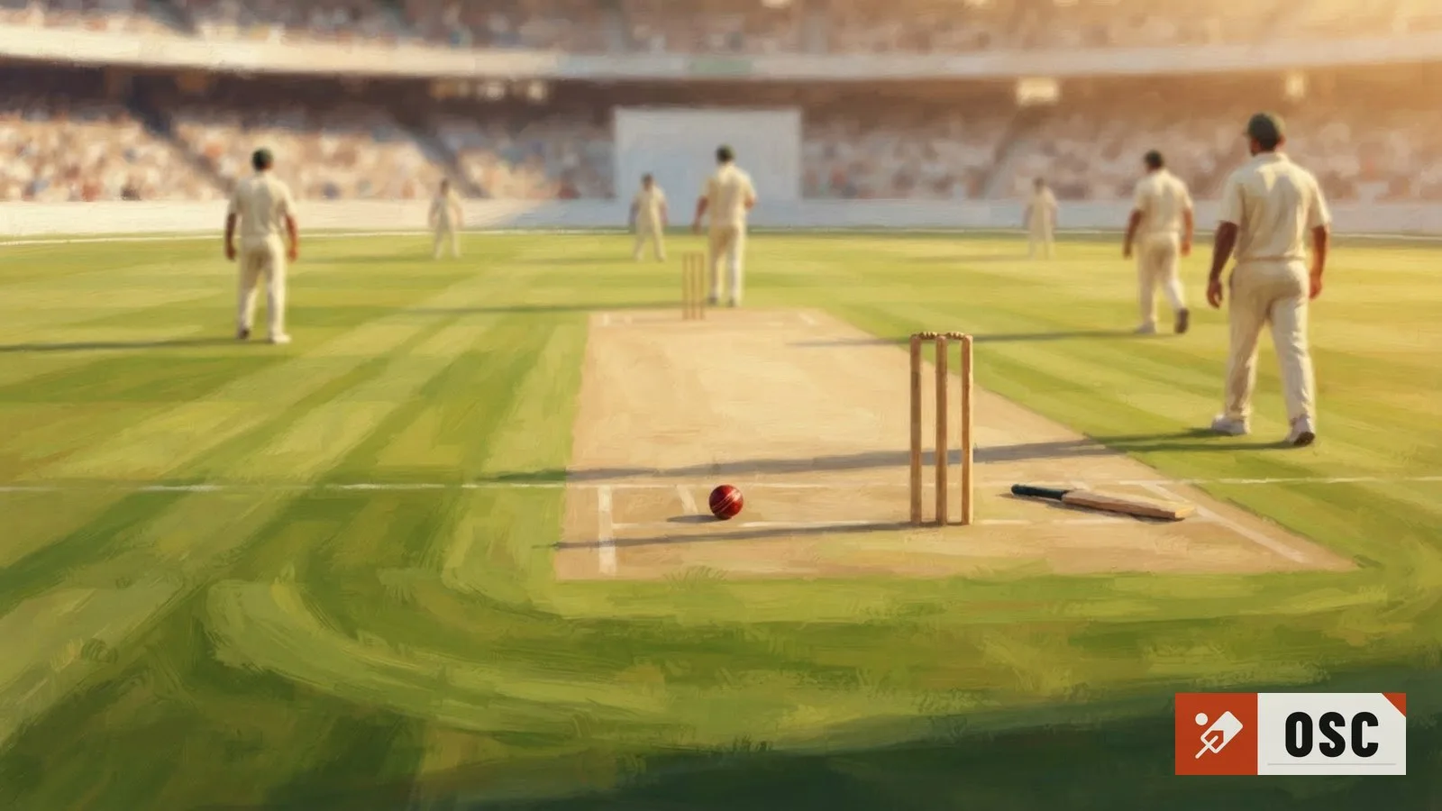 Illustration: the empty playing surface and its equipment at rest, no people anywhere in the frame