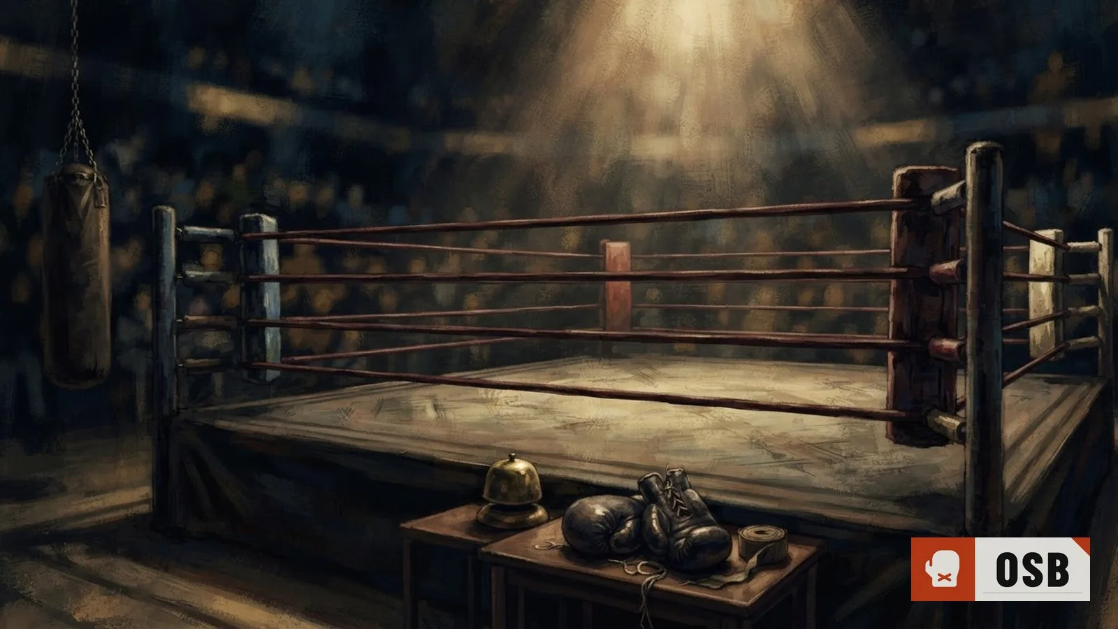 Illustration: the empty playing surface and its equipment at rest, no people anywhere in the frame